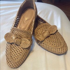 Charles David Tan Woven Leather Flats